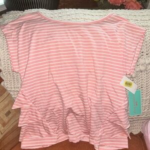Pink & White Striped Copper Key Girls Shirt